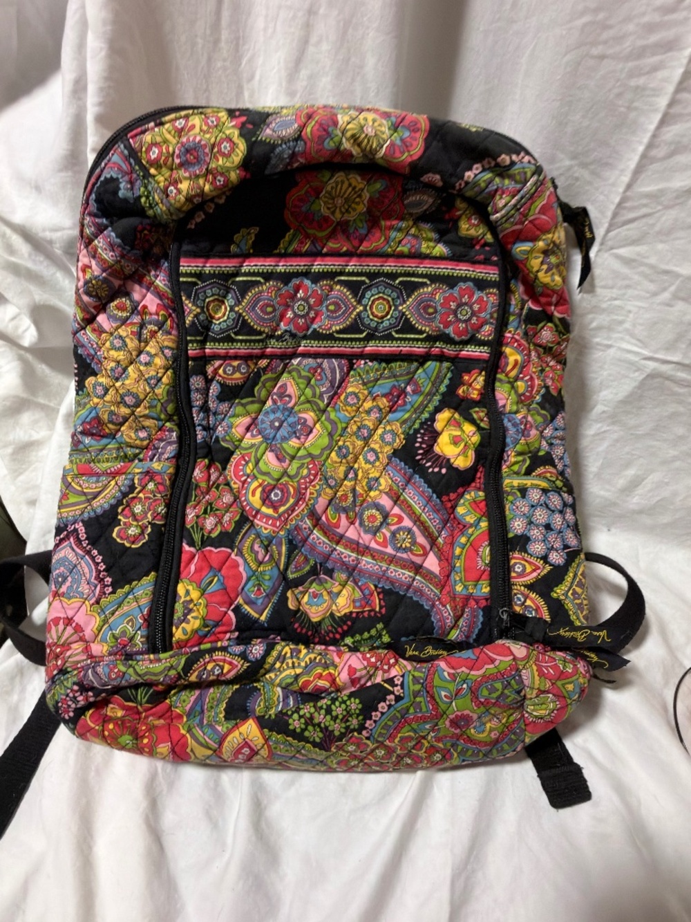 Vera Bradley Campus Quilted Laptop Backpack Paisley Floral Multi-Pocket Travel B